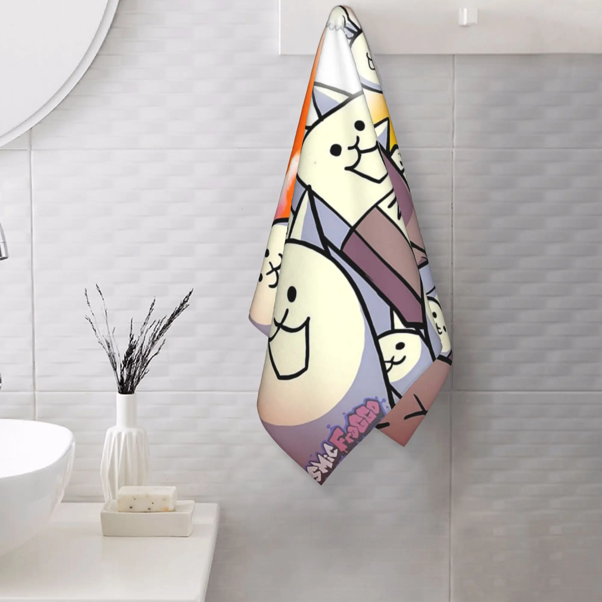 Custom Battle cats doddle Soft Face Towel Quick Dry Pool Bath Cotton Towels Absorbent