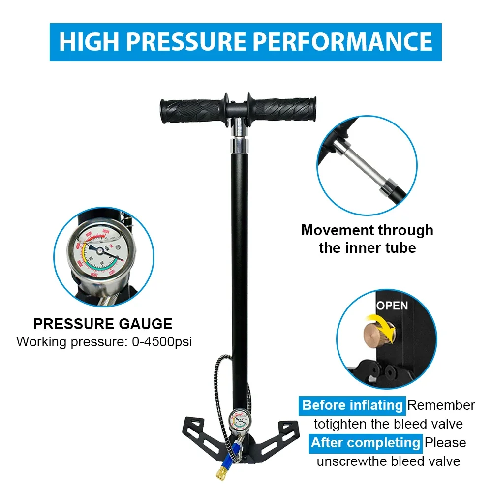 4500psi 300bar 4Stage 30mpa High Pressure Air Pump for Car Bicycle Refilling PCP Compressor Air Pump High Pressure