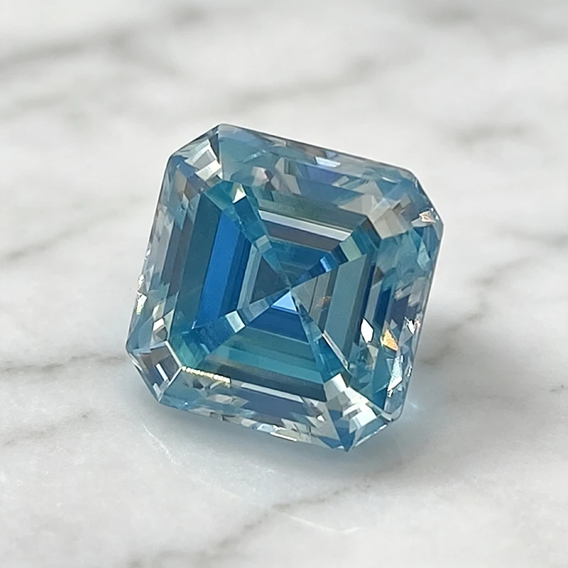 Moissanit-Stein im Asscher-Schliff, Aquamarin-Anhänger, Edelstein für DIY-Ringe, Halsketten, Ohrringe, mit Zertifikat – Detail 4