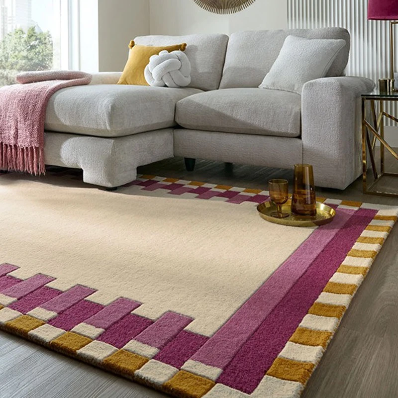 Living Room Floor Mat Comfortable Loop-pile TPR Rug Non-slip Stain-resistant Carpet French Retro-style Green Rug Home Decor Rugs