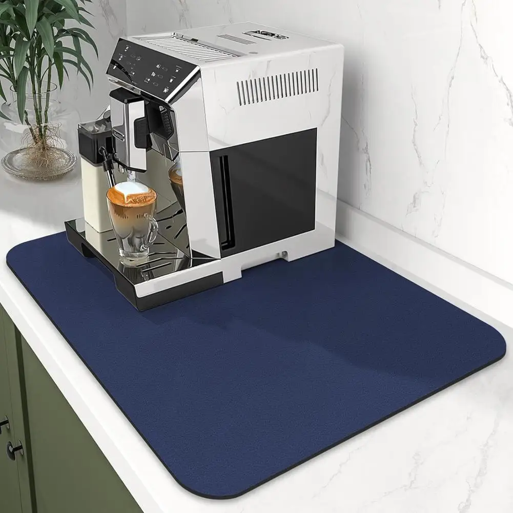 Countertop Protection Mat Coffee Machine Mat with High Water Absorption Washable Kitchen Dish Drying Mat Anti-skid Solid Color