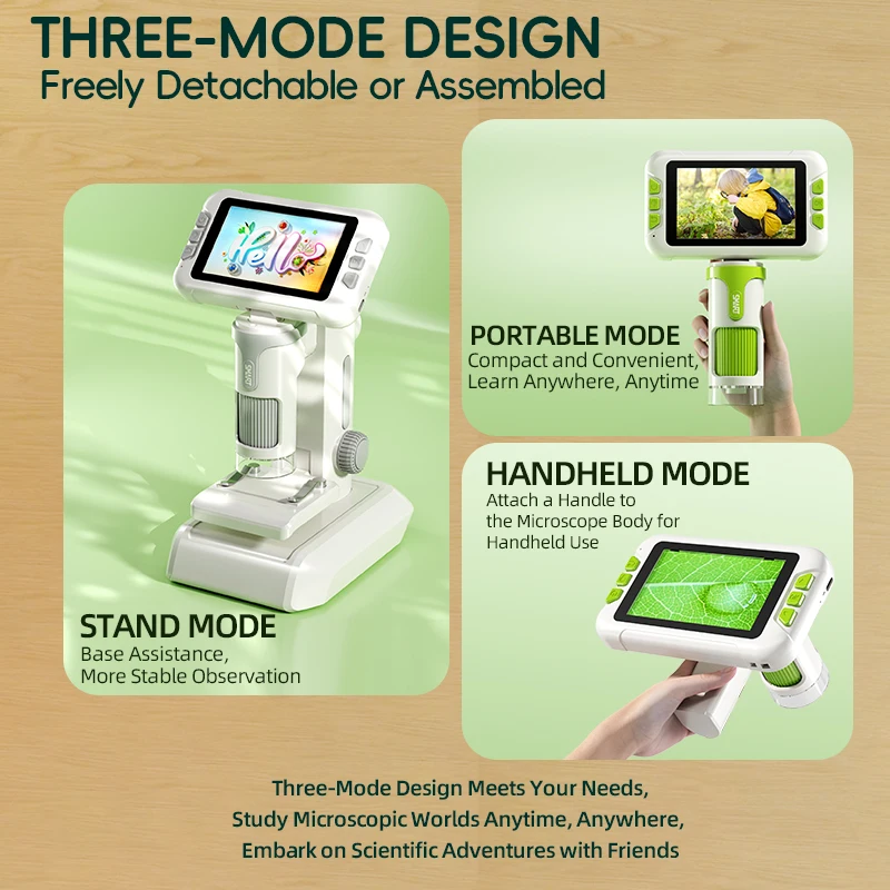 กล้องจุลทรรศน์ 1600x พร้อมหน้าจอ 3.97 นิ้ว กล้องจุลทรรศน์ขนาดเล็กแบบพกพาสำหรับเด็ก กล้องจุลทรรศน์วิทยาศาสตร์ ของขวัญวันเกิดสำหรับเด็ก