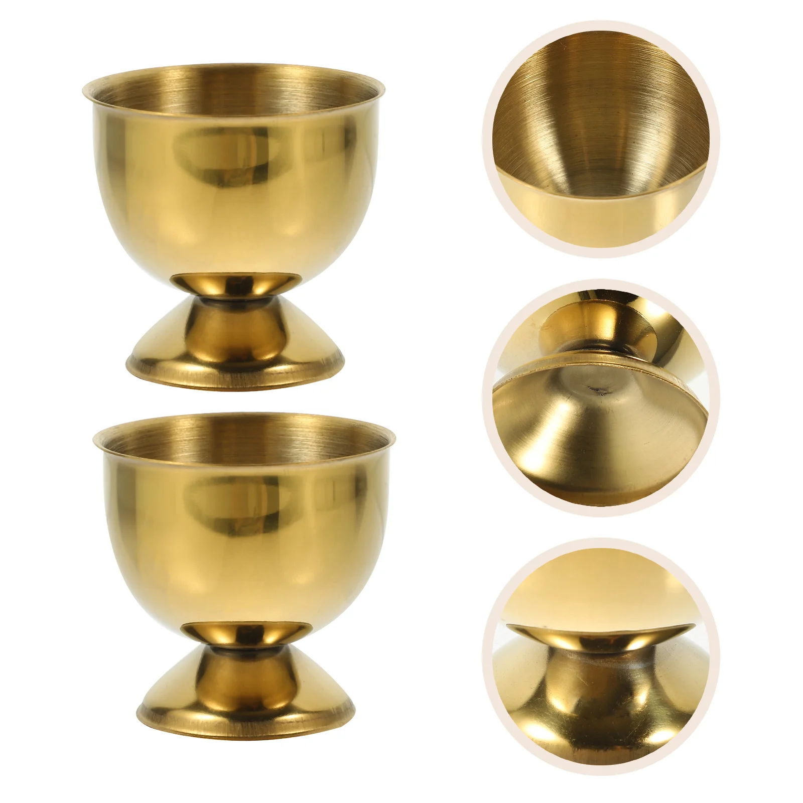 

6pcs Stainless Steel Cups Egg Holder Stands For Home Small Wine Beer Cups Boiled Egg Tray Metal Stand Heat Resistant Flat Base