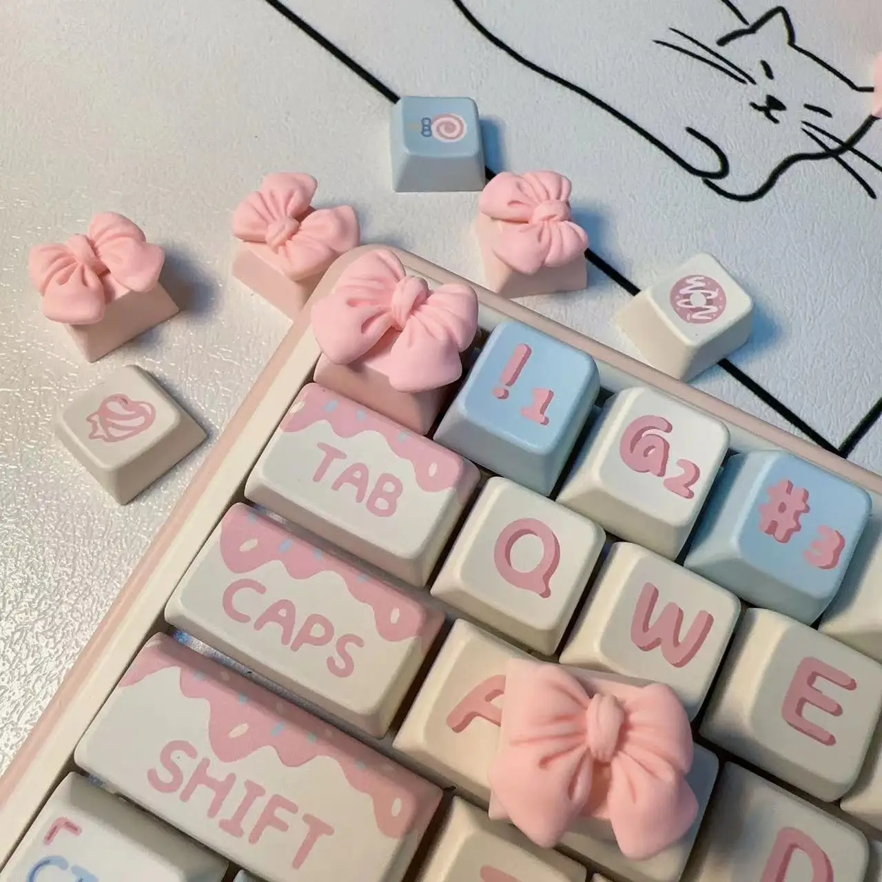 PBT personalized keyboard cap custom xda height burger bow keycap Xiaohongshu hot sublimation keycap