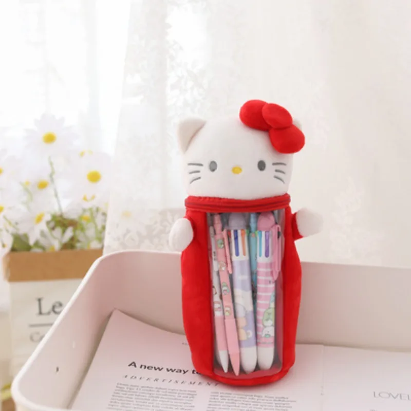 

Sanrio Hello Kitty Plush Pencil Bag Kawaii Large Capacity Storage Bag Anime Figures Melody Kuromi Cinnamoroll Plush Pen Case