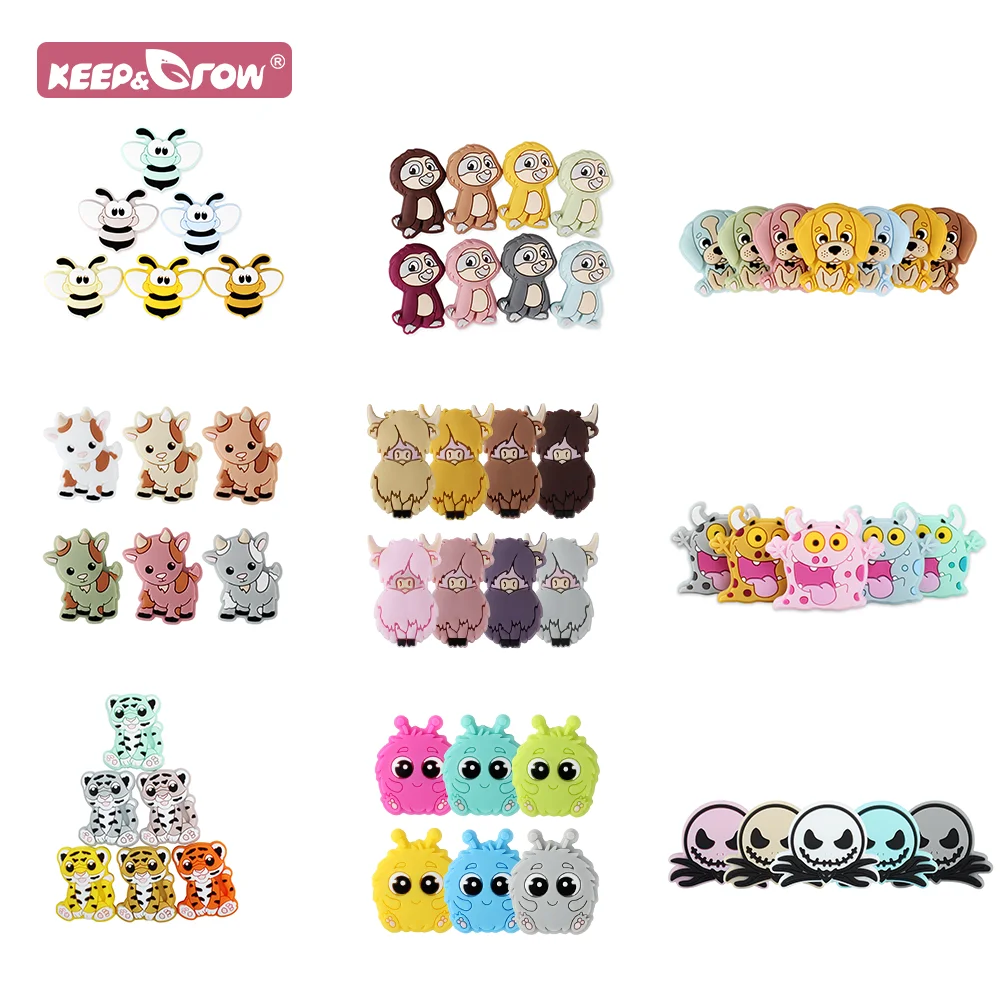 5Pcs Animals Cartoon Silicone Beads High Quality Soft BPA Free Baby Teething Toys Accessories For Bracelet Nipple Chain Making