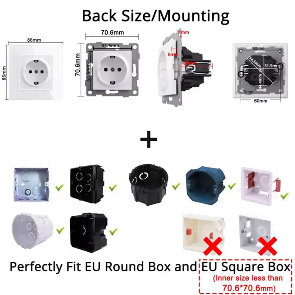 1Pcs 220V 16A 250V Modular Sockets And Switches Dual USB Fast Charge RJ45 TV EU French Socket Module PC Panel