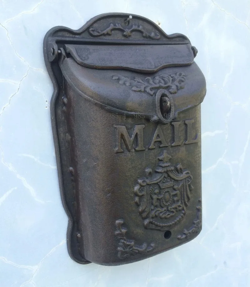 Cast Iron Mailbox, Retro Little Angel Letter Box Wall Hanging Mural Crafts Large