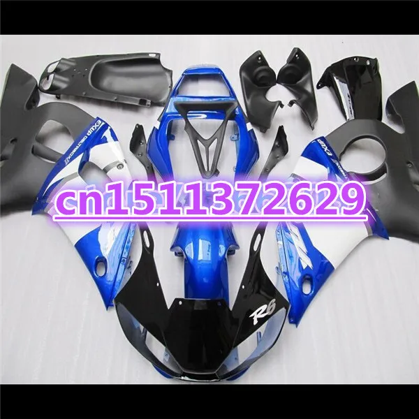 

Compression molding bodyworks fairings for Yamaha blue white YZF R6 98 99 00 01 02 fairing kit YZFR6 1998-2002