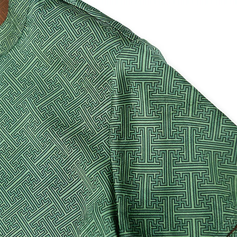 BirdTree-น้ําผ้าพันคอผ้าไหมElegantเสื้อผู้หญิงขาตั้งปุ่มJacquard,Retroเดินทางเสื้อหลวม,2025 ฤดูร้อนใหม่T57560CC