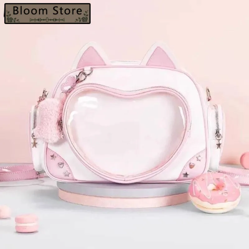 

Contrast Color Transparent Rivet Ita Bags All Match Sweet Y2k Aesthetic Chic Crossbody Bag Kawaii Cute Women Shoulder Handbags