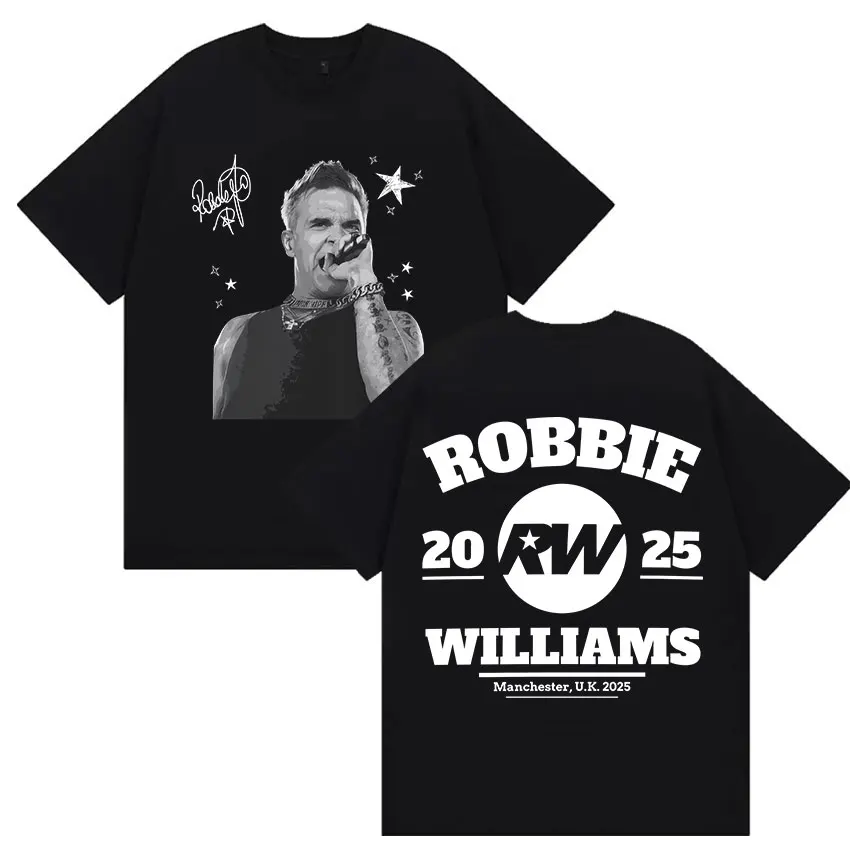 Robbie Williams Rw Album 2025 Print T-Shirts Men Women Hip Hop Loose O-Neck Clothing T Shirt Casual Cotton Short Sleeve T-shirt