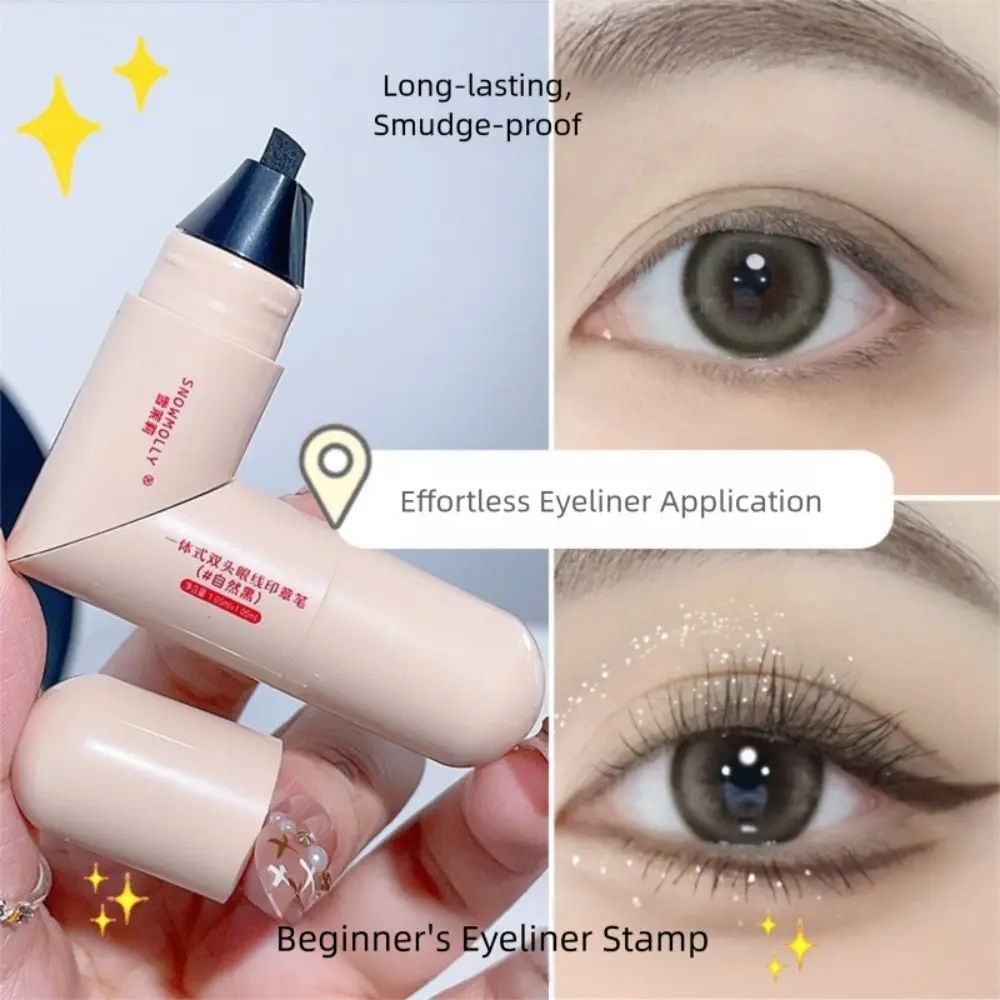 New Waterproof Eyeliner Stamp Foldable Long Lasting Eye Liner Stamp Quick Dry Black Color Eyeliner Stamp Pen