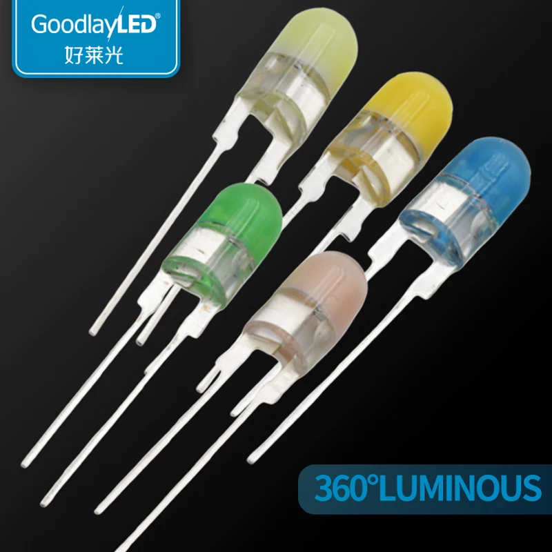 

1000pcs 360 Degree 4.8mm Full-Angle 0.5W LED Lamp Bead in Blue Green Red Yellow White