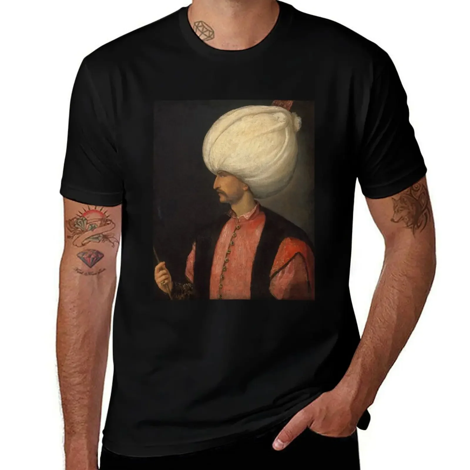 2025 new model Ottoman : Portrait of the Sultan Suleiman the Magnificent T-Shirt d t shirt men clothing