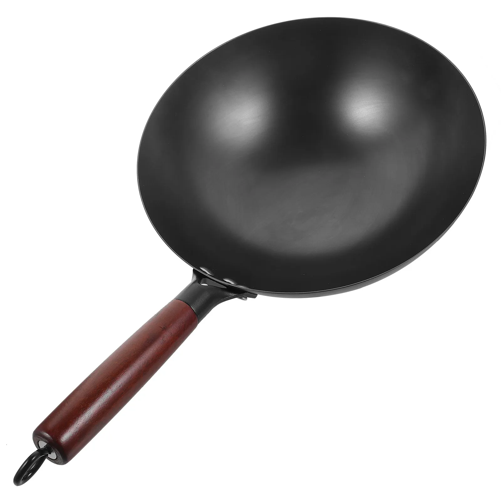 

Iron Cooking Wok Wooden Handle Nonstick Frying Pan Small Round Bottom Kitchen Pan for Stoves Wooden Handle Wok