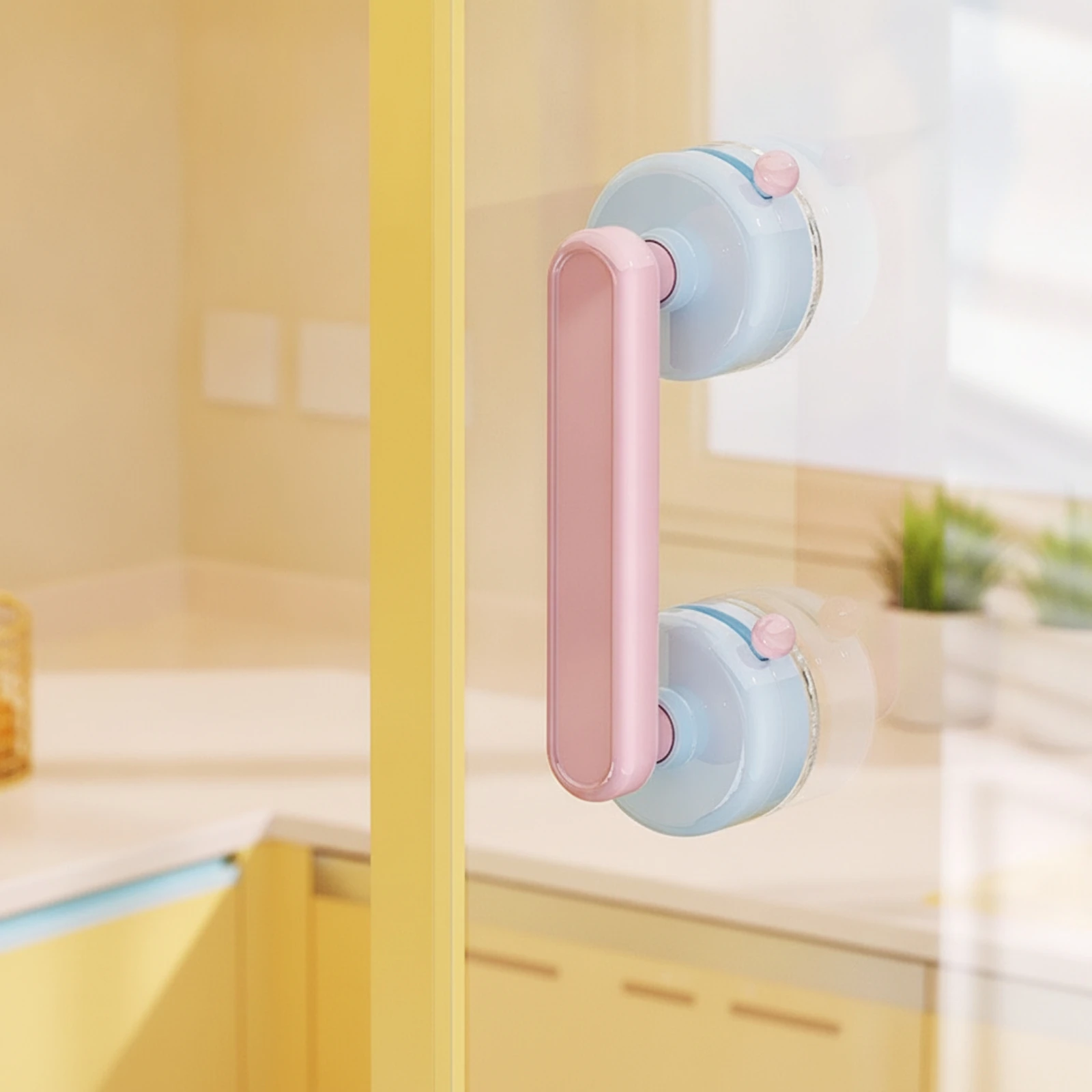 Glass Door Handle with Suction Cups No-Drill Suction Cup Handle Glass Door Pull Firm Grip Compact for Renters, Shower Enclosures