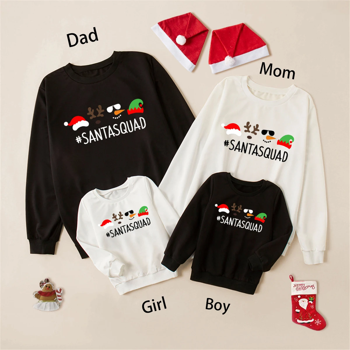 Christmas Family matching family outfits Sweatshirt antlers Letter Print Clothes Family Mommy And Daughter Clothes Family Look