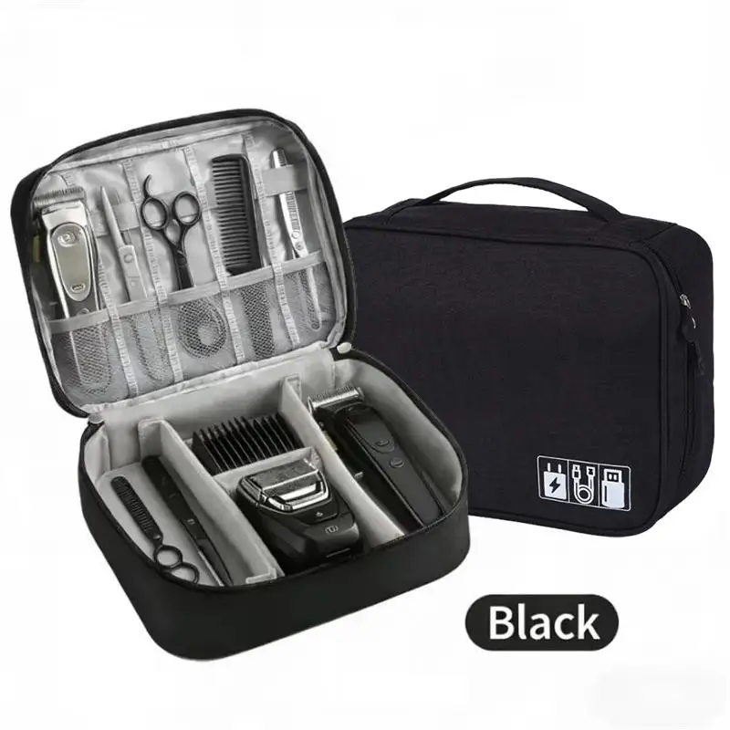 Barber Hair Clipper Storage Bag Multi Compartment Oxford Haircut Tool Organizer Shockproof Portable Carry Case For Salon