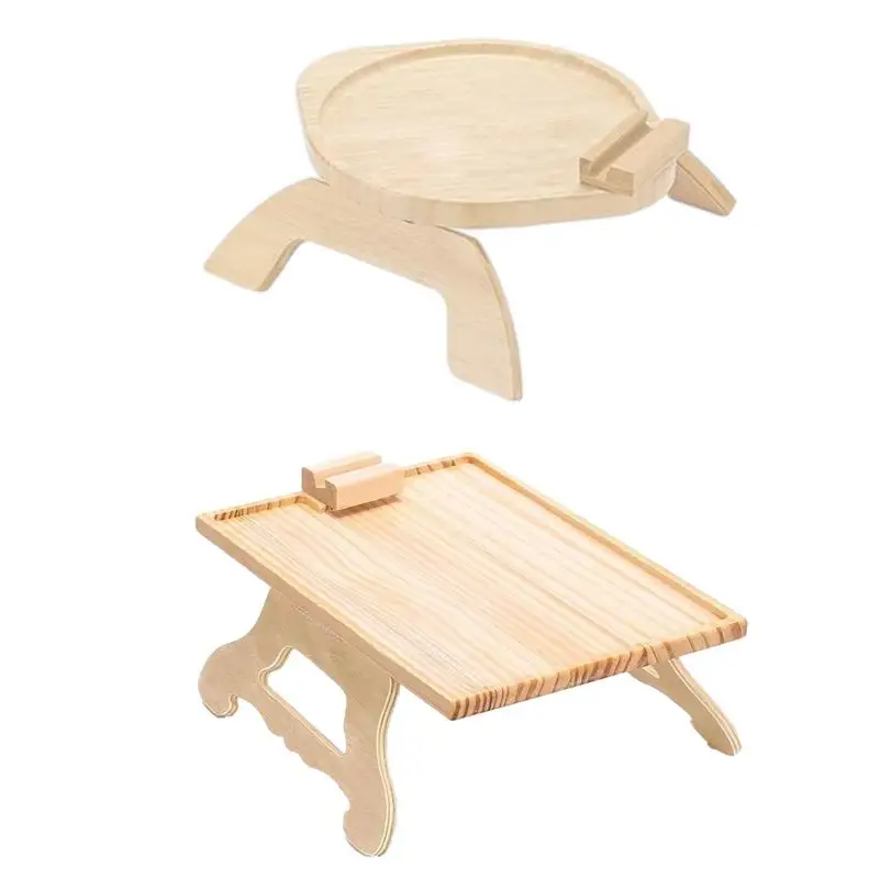 Sofa Tray Table Sofa Armrest Clip-On Tray Natural Bamboo Sofa Tray Practical TV Snack Tray for Remote Control Coffee Snacks