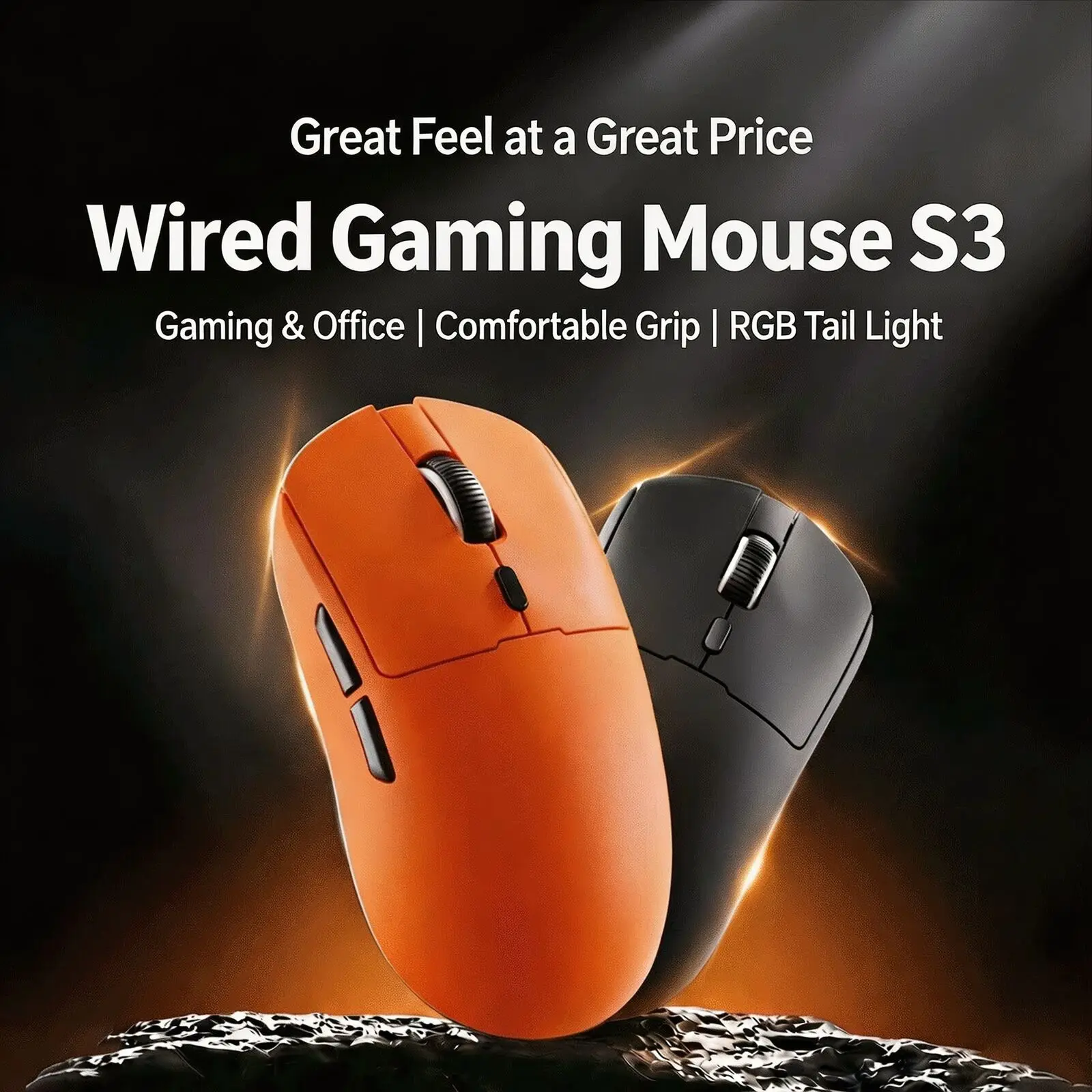 Wired USB Gaming Mouse 6‑Key Programmable 4800 DPI 1.5m Magnetic Ring Cable Silent Office Mice for Windows Mac Linux PC Laptop