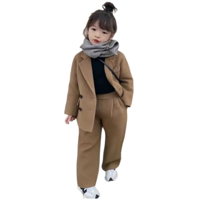 Ragazze Cappotto + Pantaloni Bambini Abiti 2 Pz/set 2023 Formale Primavera Autunno Cotone Sport Uniformi Formali Abbigliamento Per Bambini