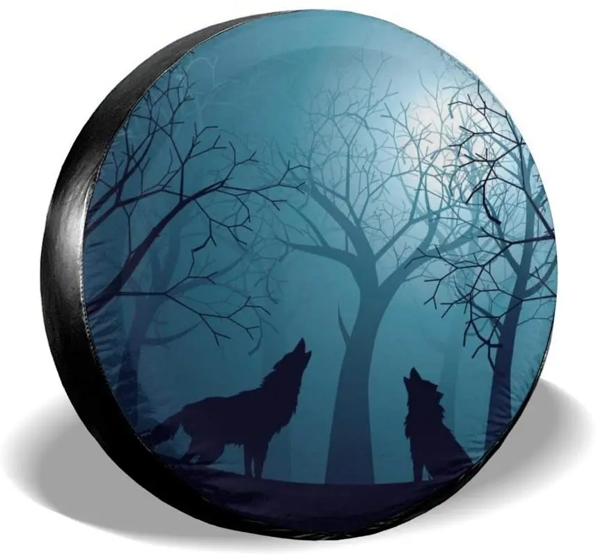 

Wolf tire Cover Forest Wild Free car Accessories Spare tire Cover Polyester Universal dustproof and Waterproof Tire Wheel Cover