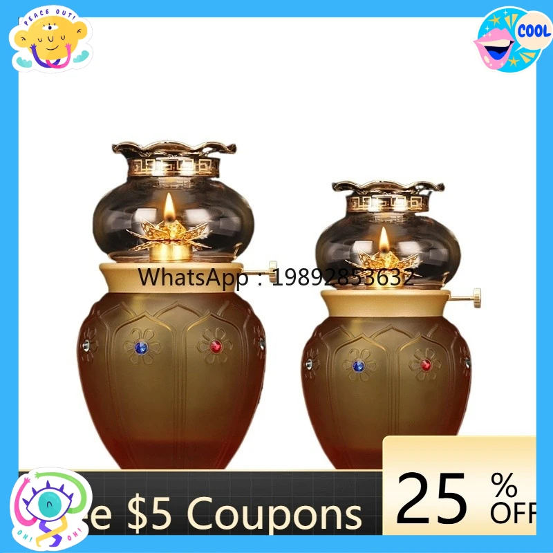 AB  pure copper glaze for Buddha God of Wealth Guanyin Buddha Front Changming Ornament for Buddha Windproof Household Ornament