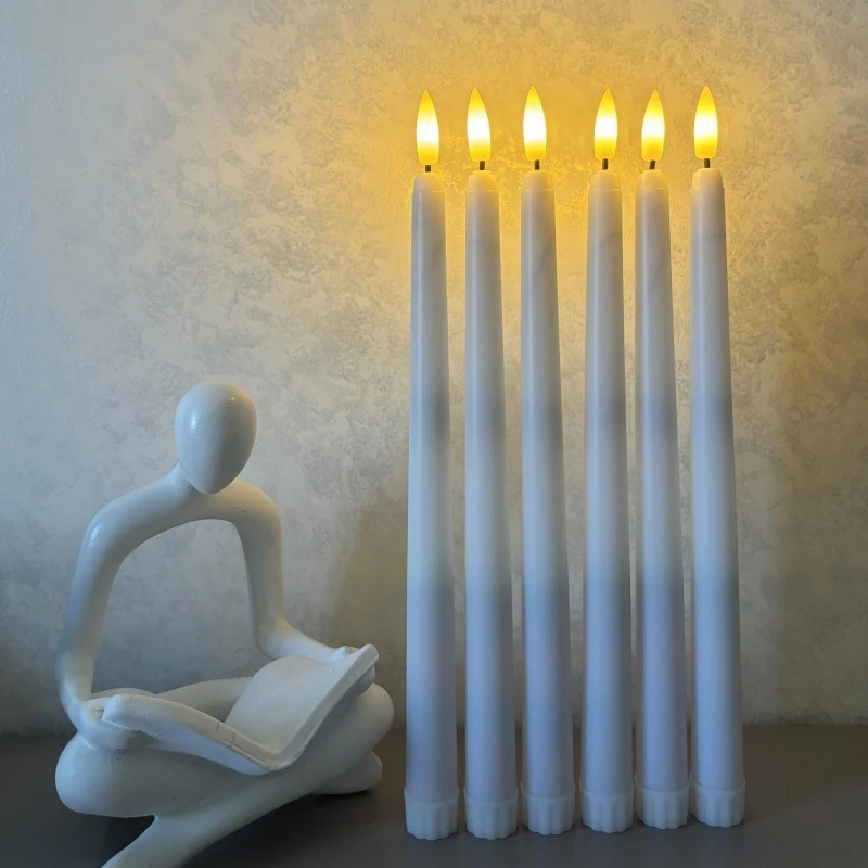 Dancing Moving Wick White Led Taper W/Remote Bougie Tealight Dipped Wax Candlestick Battery Operated Candle Table Lighting