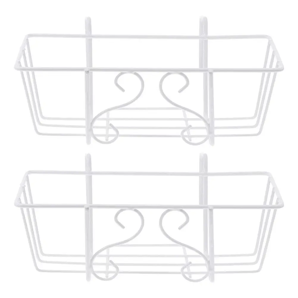 2Pcs Balcony Hanging Flowerpot Rack Sturdy Iron Plant Holder for Patio Garden Fence Decor Hanging Planter Baskets Outdoor Use