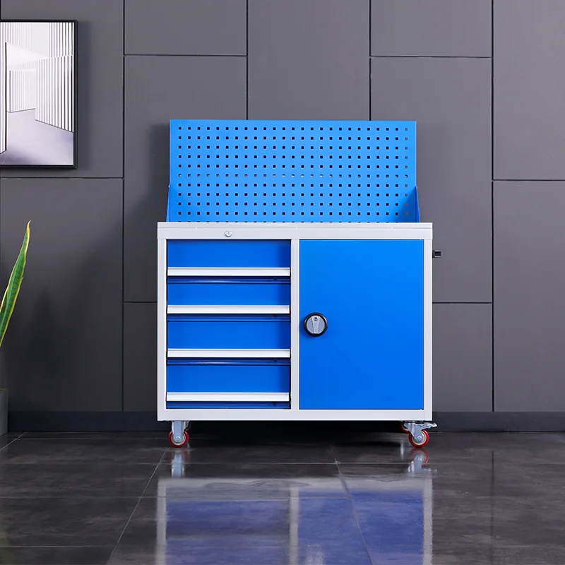 Professional Customized Modern Garage 1 Door Rolling 4 Drawers Metal Tool Storage Cabinet with Wheels for Workshop and
