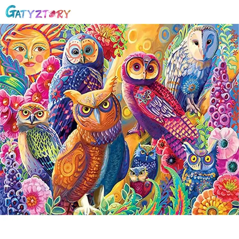 

GATYZTORY DIY Paint By Number Colorful Owl Hand Painted Paintings Art Drawing On Canvas Gift Pictures By Numbers Kits Home Decor