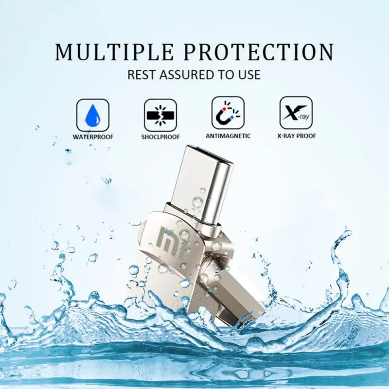 Original XIAOMI 2TB Metal U Disk 2 IN 1 OTG 1024GB 64GB Flash Drive USB 3.1 512gb 1TB Pen Drives Memory Stick Type C Adapter