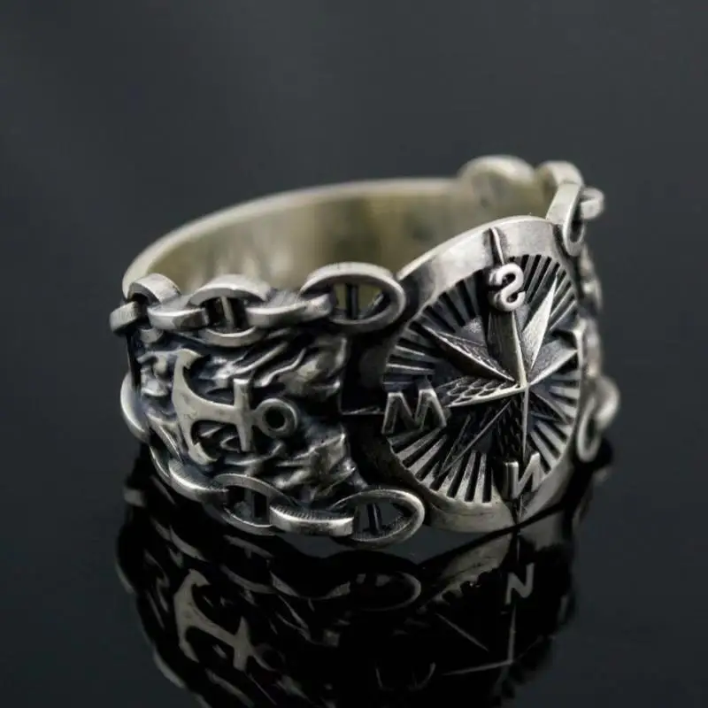 Vintage Northern Pirate Viking Compass Marine Ring Amulet Rings For Men Women Nordic Luxury Personality Jewelry Wholesale
