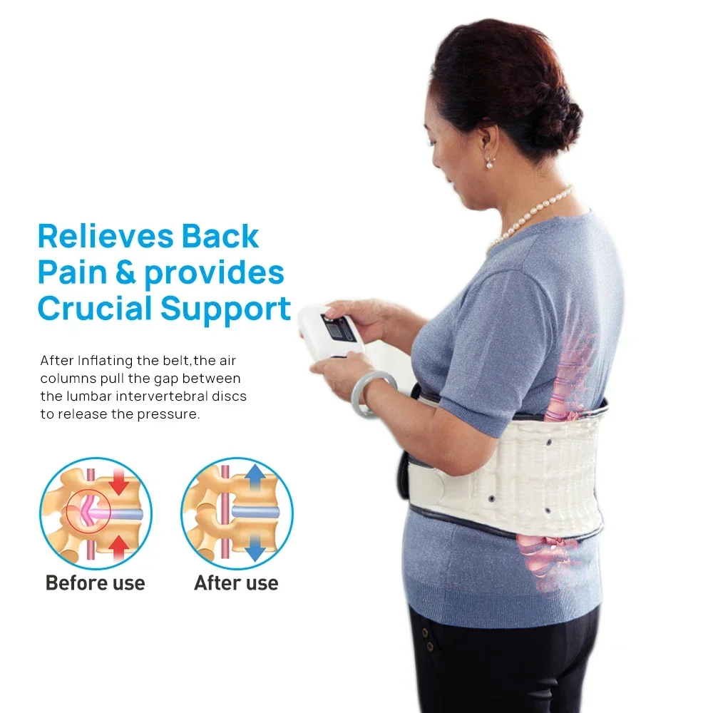 GENGGAO Manual & Automatic Decompression Lumbar Support Belt Waist Air Traction Brace Spinal Back Relief Belt Muscle Tension