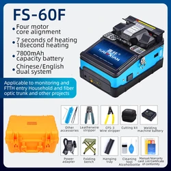 Multi-idioma Fibra Óptica Fusão Splicer, FTTH Fibra Splicing Machine, totalmente automático, de alta precisão, Hot Melt Machine, Conjunto completo