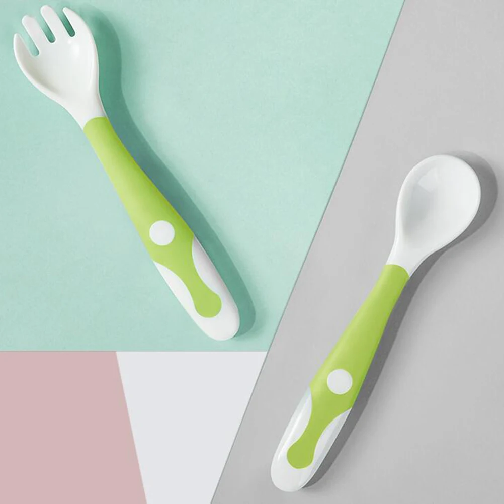

2 pcs Kids Tableware Bending Fork Spoon Set Safe PP Material Durable Baby Feeding Cutlery Everyday Use Christmas Gift