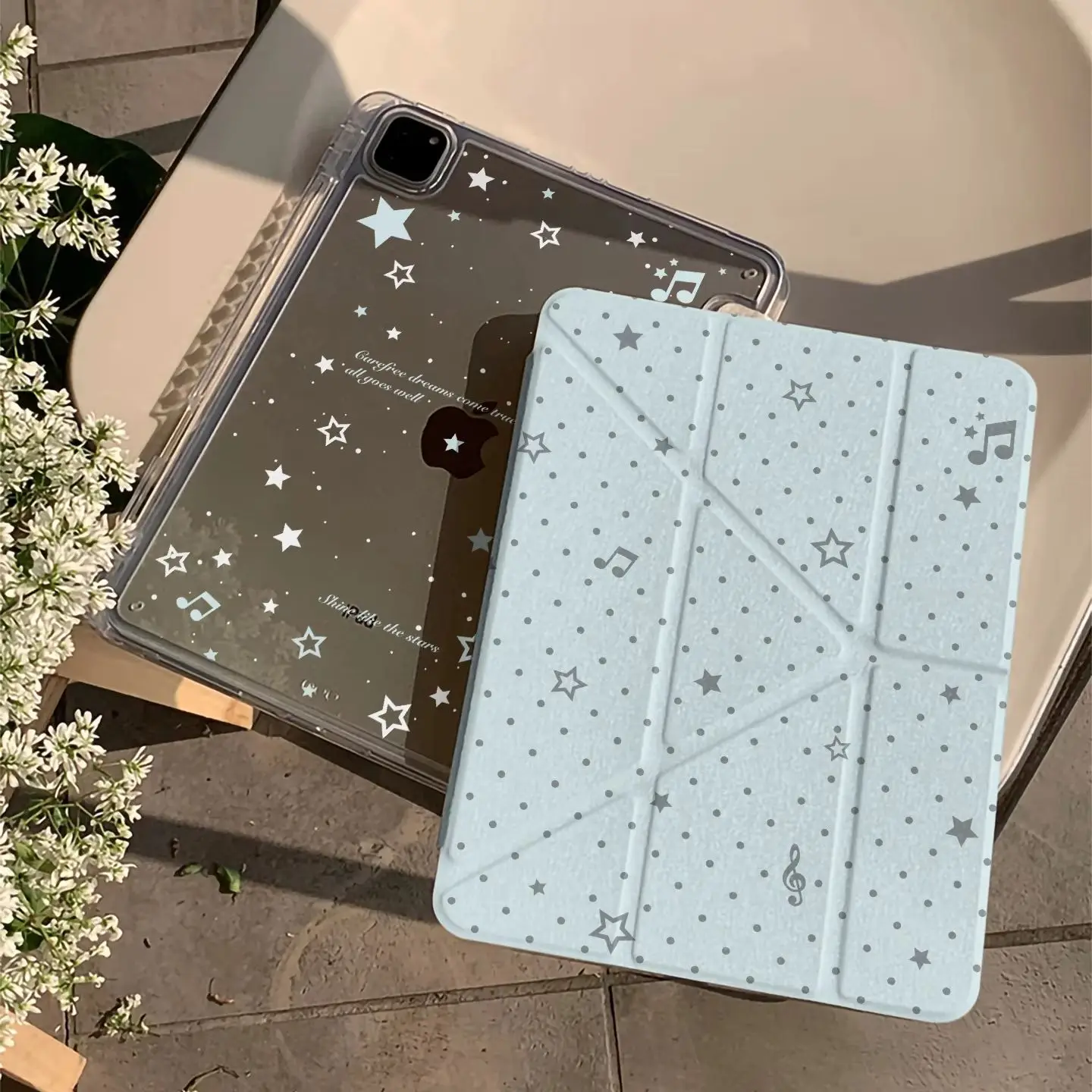 Blue Star Polka Dot Tablet Case For iPad Pro 11 12.9 13 A16 M2 M4 M3 M5 Shell 9.7 10.2 5/6/7/8/9/10/11th Mini Air 3 4 5 6 Cover