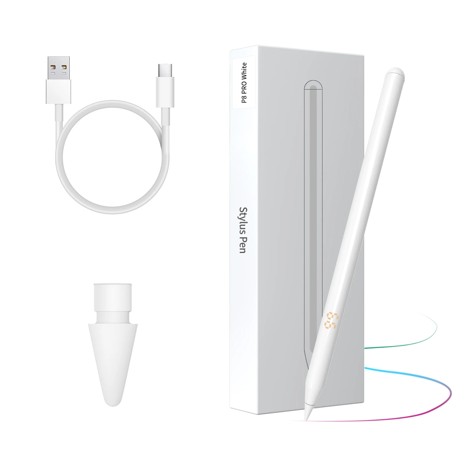 

Стилус для карандаша Apple с функцией Palm Rejection Tilt Sensitivity Active Pencil для iPad 2018-2024 Air3/4/5 iPad mini5/6 Pro 12.9