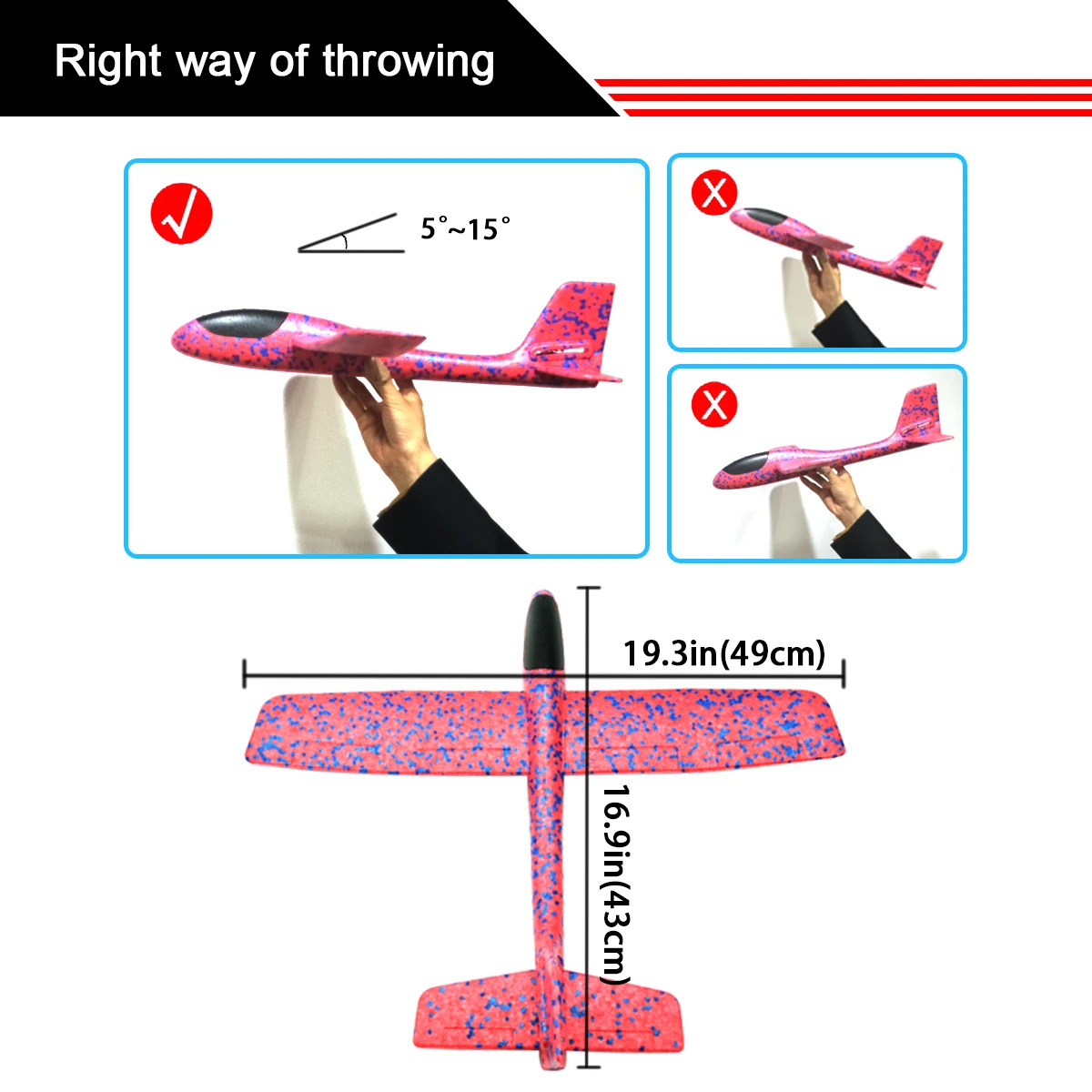 50CM Big Foam Plane Glider Hand Throw Airplane Light Inertial EPP Bubble Outdoor Launch Kids Toys for Children Boys Gift