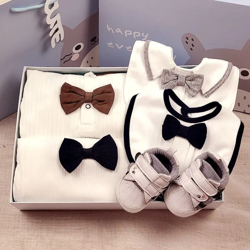 

Newborn Boys' Clothing Set The Boy's First Outfit Baby Jumpsuit Set Gentleman Style Boy Clothing Boy's Romper with Bow Tie