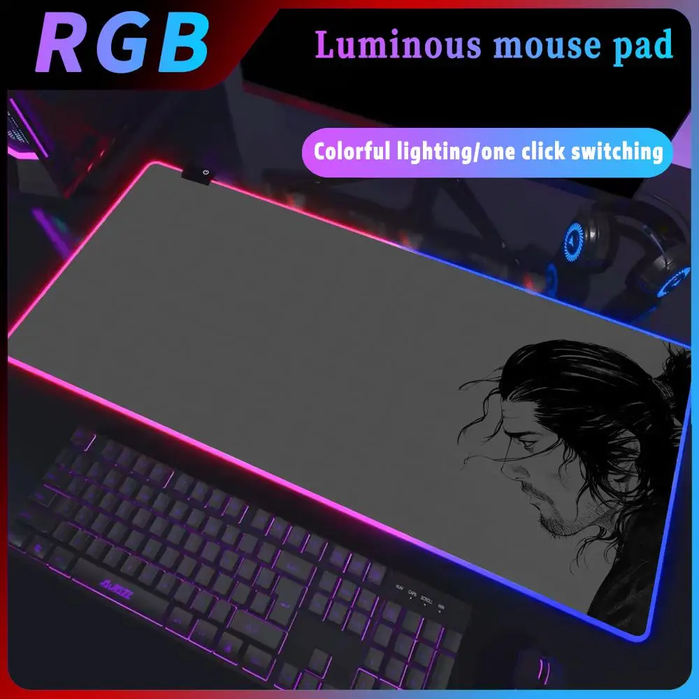 

Rgb Deskmat Comic Vagabond Miyamoto Musashi Mouse Pad Anime Gamer Gaming Table Keyboard Pc Complete HD print Office Company Mat