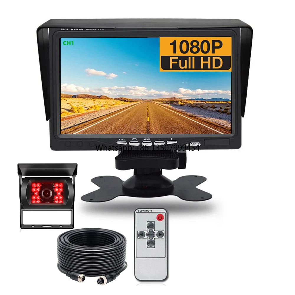 

7 Inch IPS Screen 1024*600 AHD Car Rear View Monitor with Remote 4PIN AHD 1080P Reverse Rear View Camera 12-24v for Rv Trailer