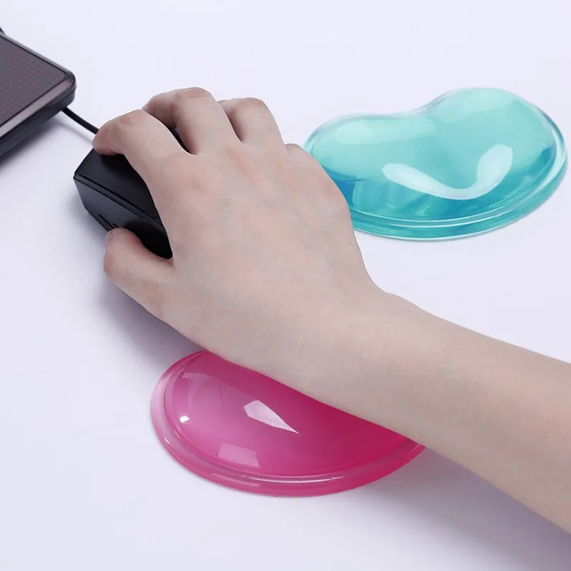 Thin Crystal Clear Silicone Wrist Rest Mouse Pad Summer Cool Ergonomic Desk Mat 7 Colors 4 Pattern Options