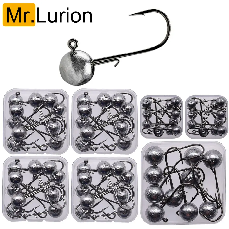 MrLurion 패키지 상자 2g 3g 5g 7g 10g 12g 16g 20g 낚시 태클 용 지그 헤드 후크, 웜 소프트 용 크랭크 카본 루어 후크