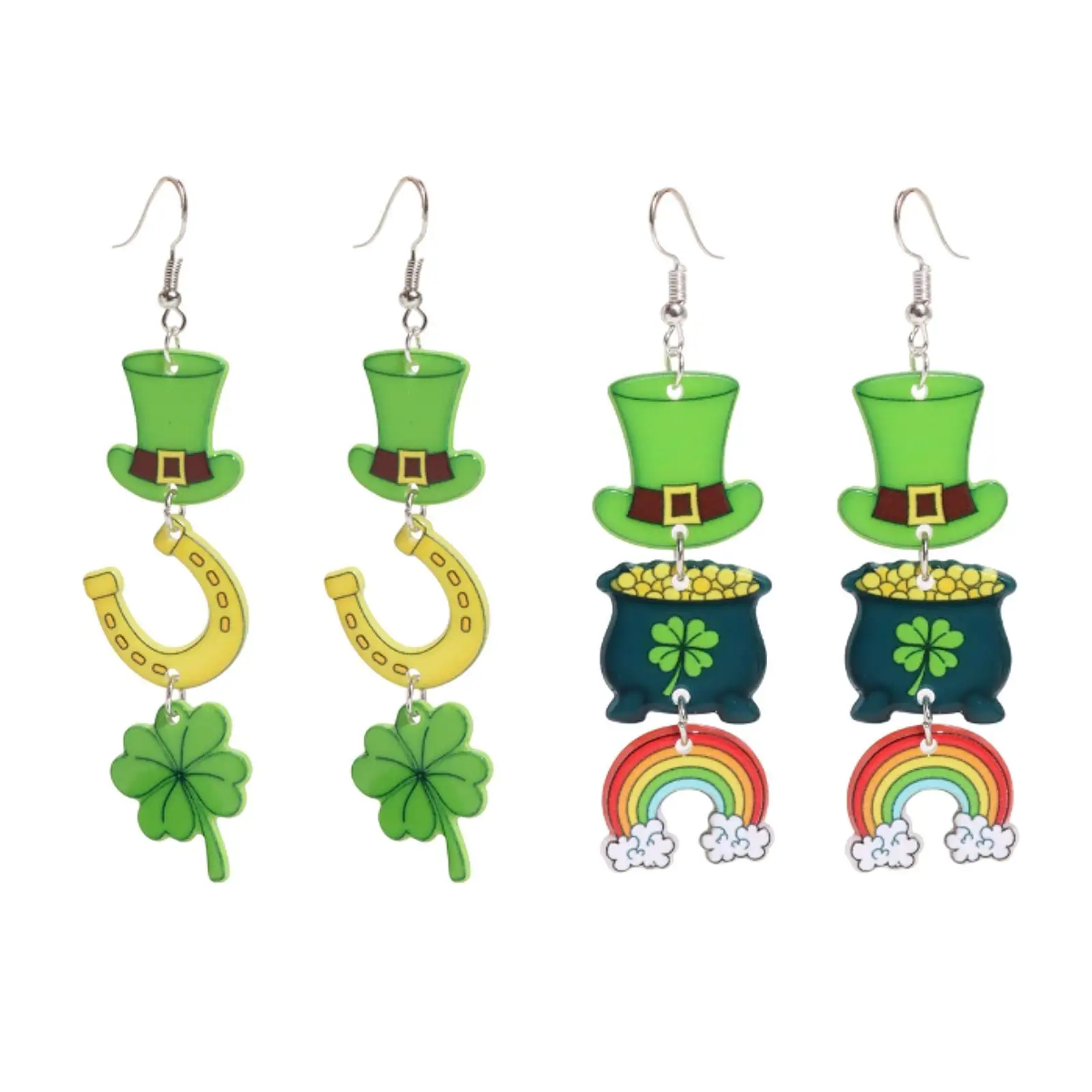 ST Patrick Earrings Acrylic Pendant Earrings for Club Festival Anniversary