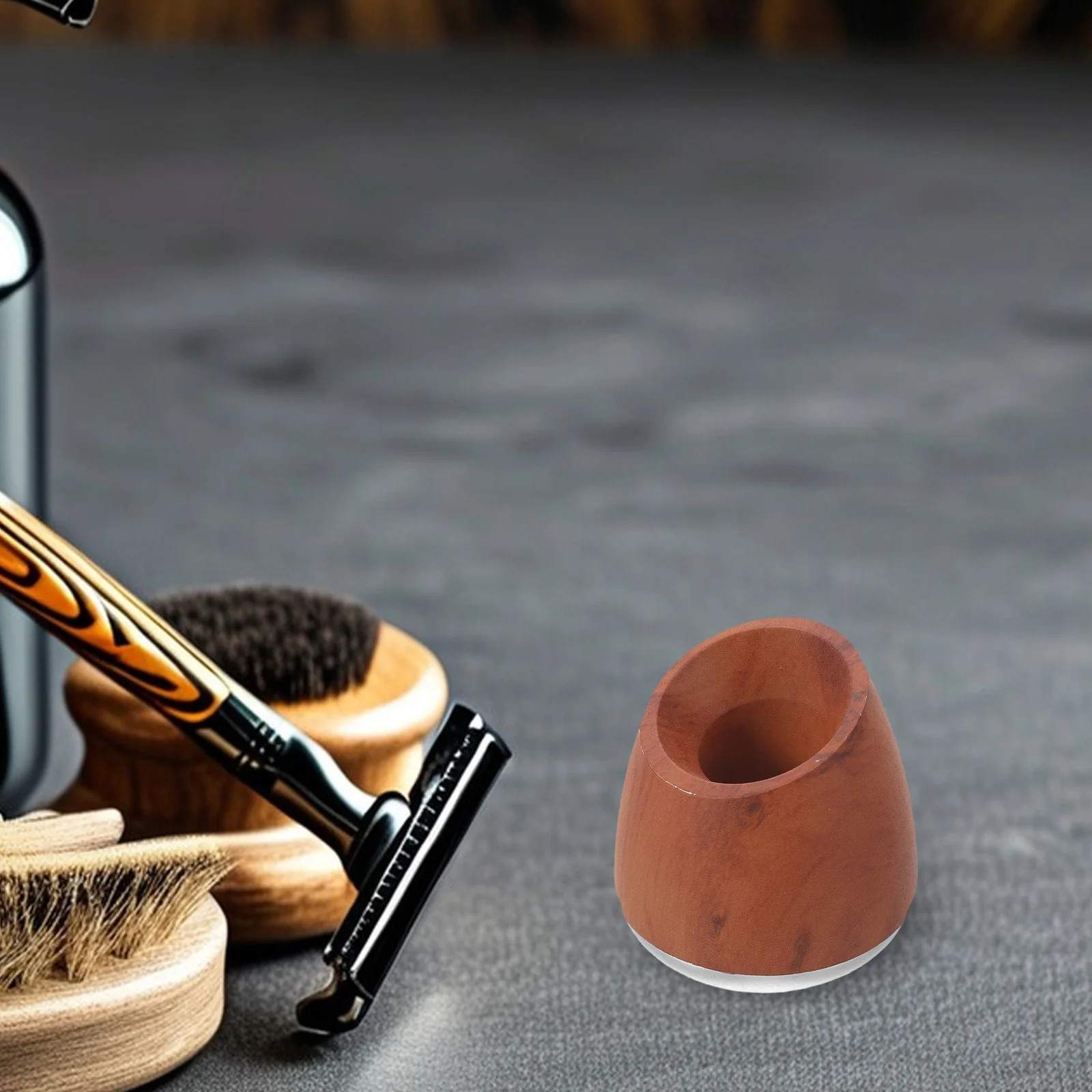 

Two-Tone Metal Razor Stand Large Opening Shaving Holder for Bathroom Countertop Shaving Brush Rack Men Grooming Accessories