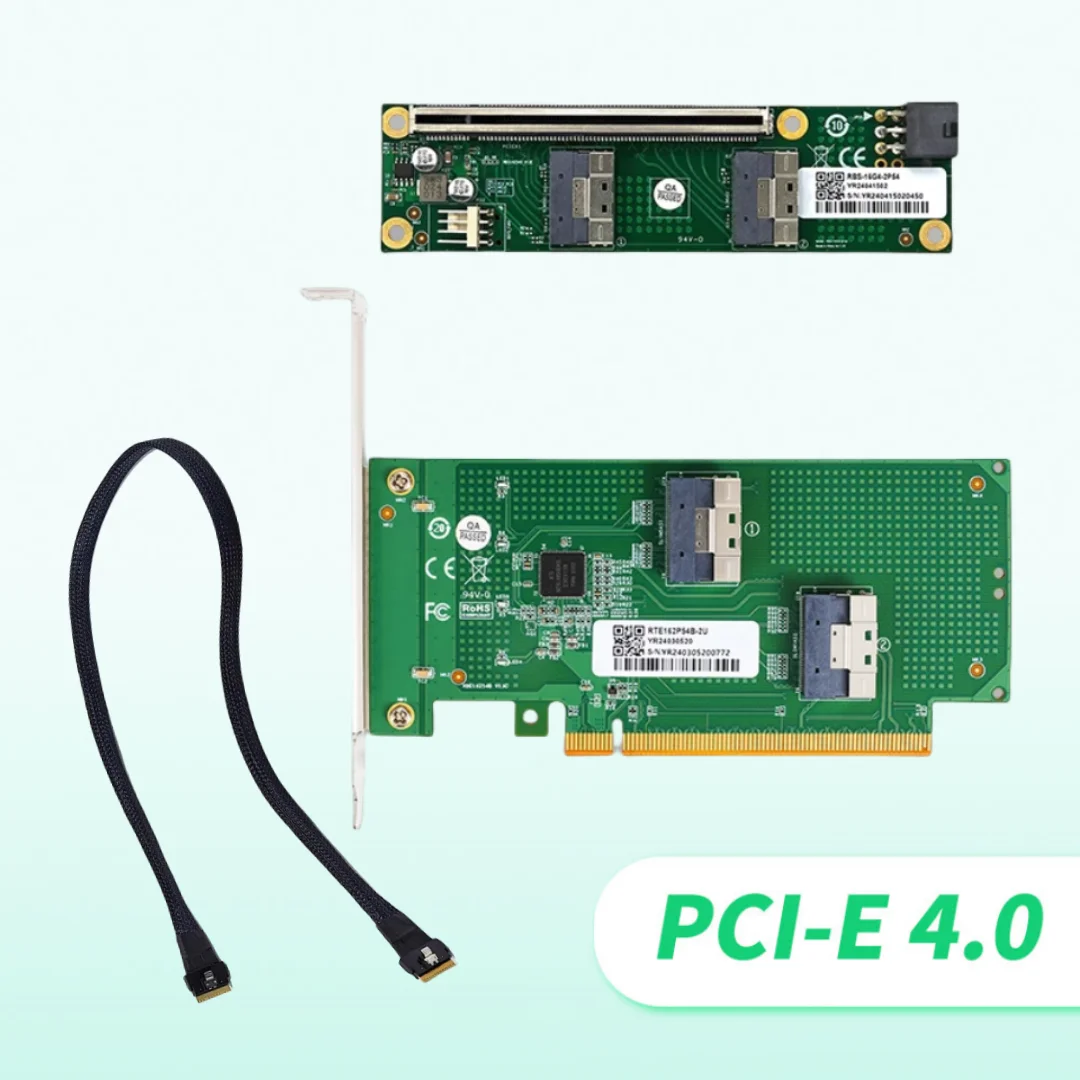 

2025 New Discrete Graphics Card, External, Expansion, Extension PCIe 4.0 16x To SlimSAS 8654 SFF-8654 Baseplate