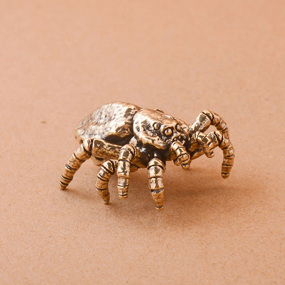

Vintage Brass Spider Ornament Compact Miniature Home Office Decor Desktop Accessory Living Room Decoration Steampunk Sculpture