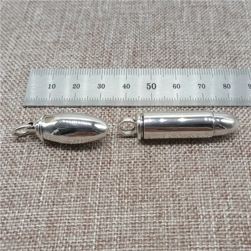 Sterling Silver Bullet Prayer Box Locket Pendant 925 Silver Memory Wish Box for Necklace